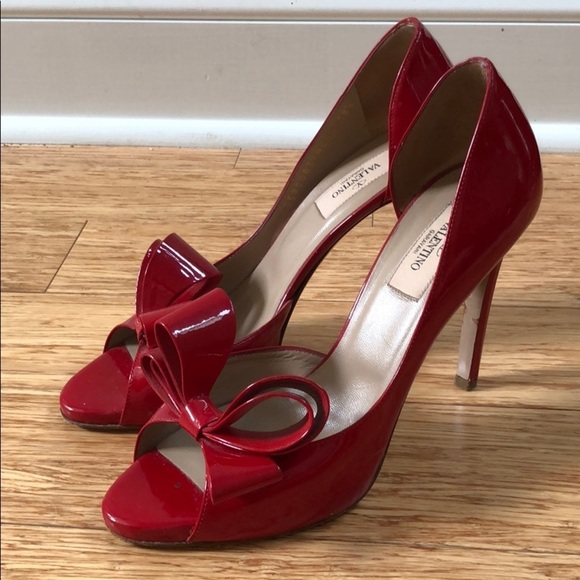 Valentino Patent Couture Bow PeepToe Platform Pump - Picture 15 of 16